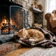 kitten by the fireplace Single