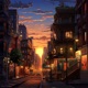 Sunset on a City Street Single